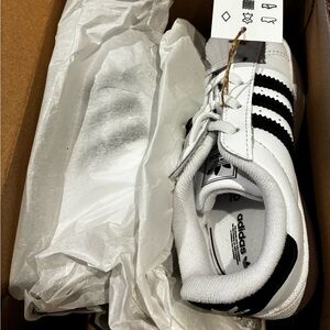 Kids Adidas White and Black Sneakers